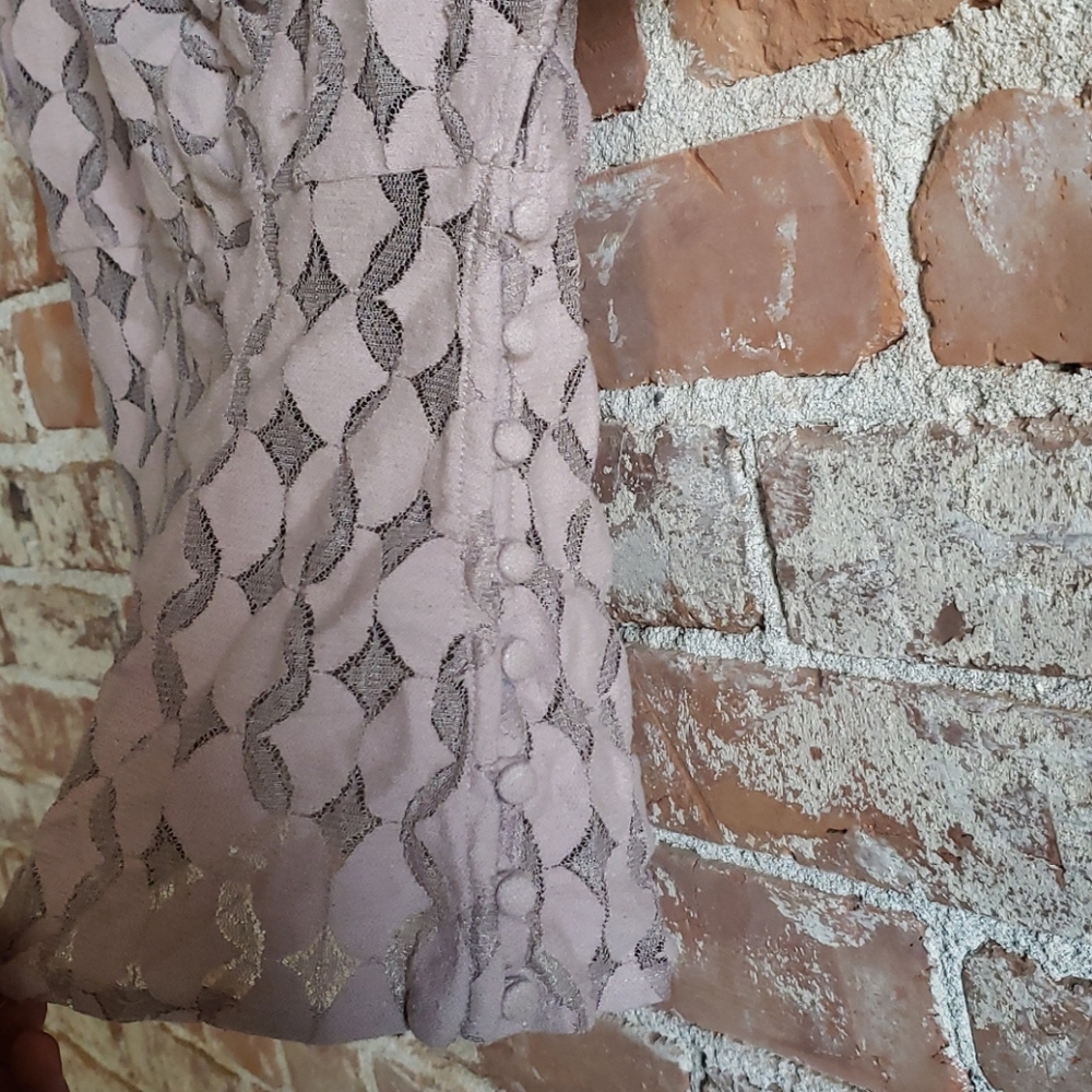 Fitted Wrap Front Lace Top With Button Detail - image 5